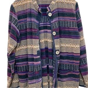 FLASHBACK Jacket Vintage Colorful Cotton Boho Stripes Purple Black Size Medium